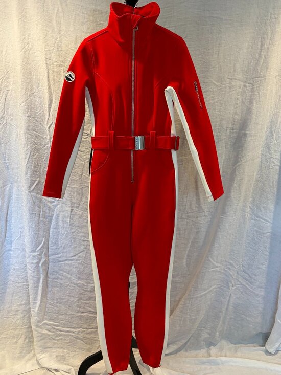 Cordova Pants - Cordova belted red one-piece ski suit (size S)